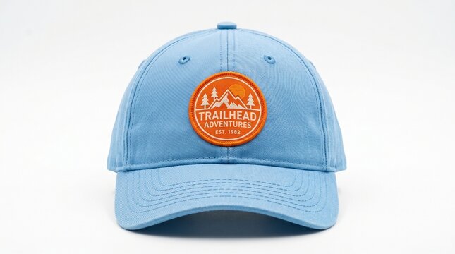trailhead adventures est 1982 mountain tree patch hat cap casual comfortable cotton denim fashion style trendy outdoor hiking camping travel explore wander discover nature lover