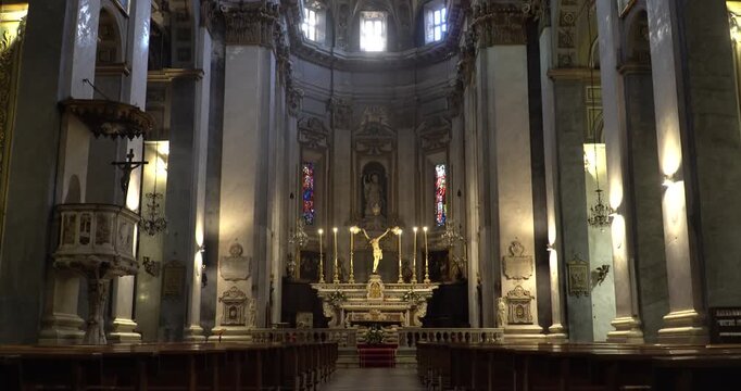 The interior of the &Eacute;glise Saint-Jean-Baptiste in Bastia, Corsica