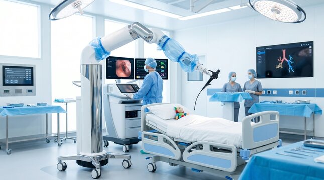 Robotic bronchoscopy system in modern pediatric surgical operating room