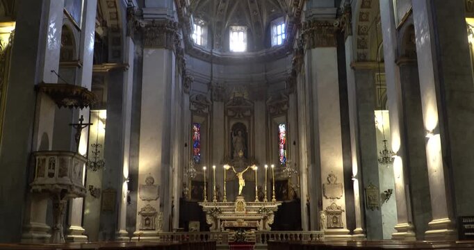 The interior of the &Eacute;glise Saint-Jean-Baptiste in Bastia, Corsica