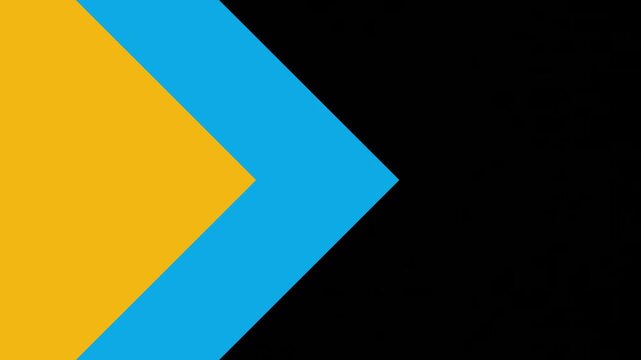 Dynamic abstract geometric background with sharp blue arrow pointing right, contrasting vibrant yellow and deep black sections, a modern design element for digital projects and presentations