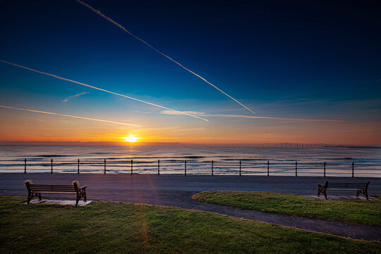 the sea and beach, Seaton Carew, Hartlepool, north east England, UK