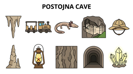 Postojna Cave Collection of Illustrations and Symbols. © zyaa
