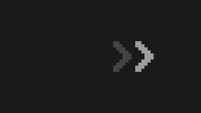 White right arrow animation in pixel style. Transparent alpha channel 4k