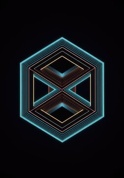 A mesmerizing complex geometric structure creating an impossible visual depth and optical illusion of shifting reality, perfect for modern design, warped, shape, texture