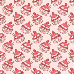 Naklejka premium Sweet Strawberry Bingsu Dessert Seamless Pattern