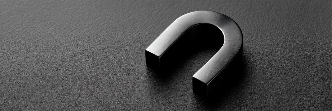 Horseshoe magnet on solid surface representing attraction and magnetic force