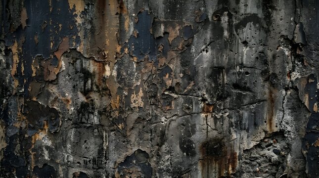 A close-up view of a worn and weathered concrete wall surface