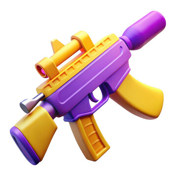 3d rendered cartoon submachine gun isolated on transparent background