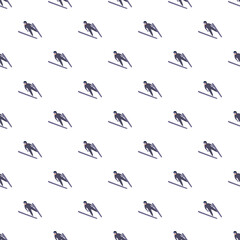 Fototapeta premium Ski jumpers creating a repeating pattern for winter sports design on a white background