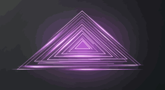 Abstract Glowing Purple Triangles Tunnel Effect.