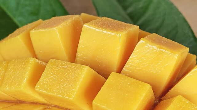 Yellow mango slice. Sweet delicious. Zoom in.