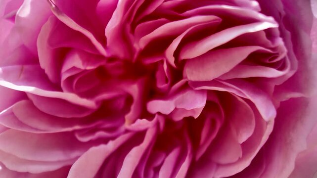Extreme close-up of pink rose petals showing layered texture, soft tones, romantic and delicate floral beauty.