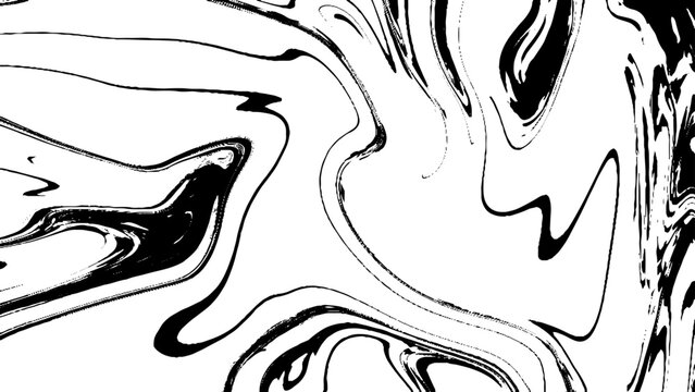 Creative monochrome fluid pouring art pattern. Trendy black ink marble pattern wallpaper