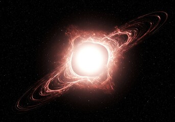 Obraz premium Abstract cosmic singularity void. Gravitational lensing and warped spacetime around an ultra-dense, mathematically impossible point, background, magnitude, collapse