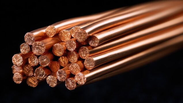 Bundle of Copper Wires Close Up Macro Shot.
