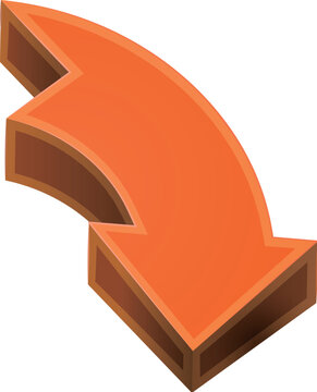 Orange curved arrow