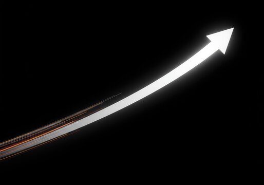 Abstract dynamic concept showing powerful upward trajectory and accelerating speed, illustrating kinetic energy and continuous progressive force, glowing, potential, development