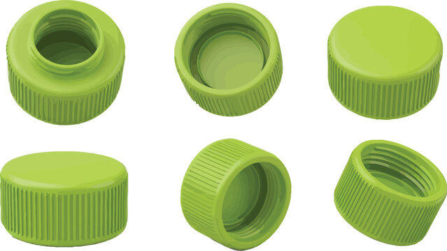 Green bottle cap parts and sections 3d render Vector