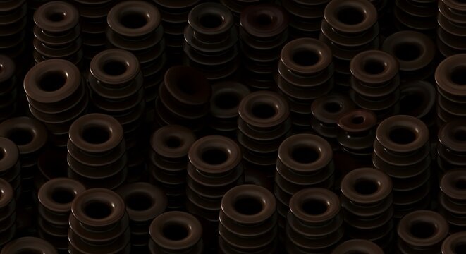 Seamless macro texture high voltage porcelain electrical insulator rings.