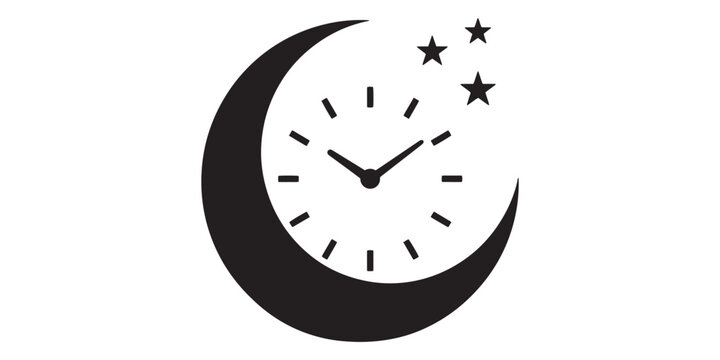  Night Clock with Crescent Moon and Stars Icon
