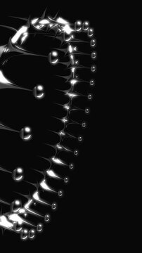 Chrome spiked crown floating vertically with intense specular highlights and a dark moody aesthetic for creative posters