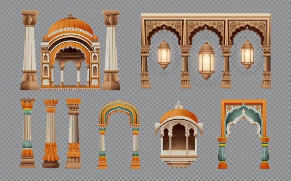 Indian Arch and Pillar Elements Set