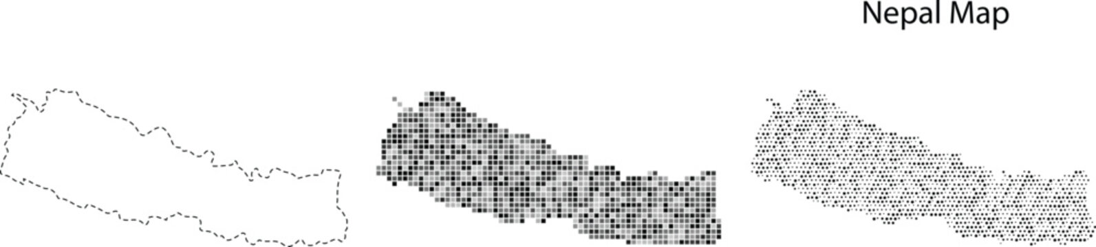 A detailed illustration of nepal map in various styles