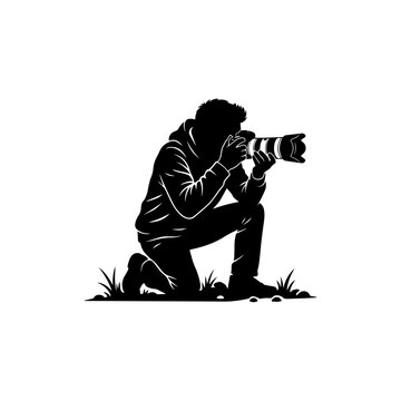 Photographer silhouette vector illustration isolated on white background.