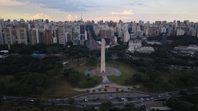 Aerial View of Ibirapuera Park and Obelisk in S&atilde;o Paulo Brazil