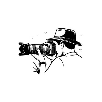 Photographer silhouette vector illustration isolated on white background.