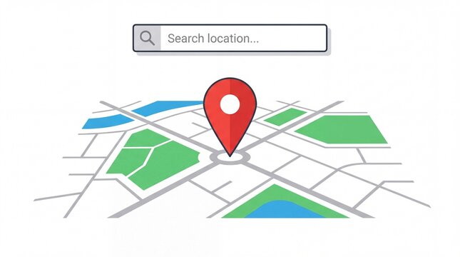 Red location pin marker placed on a digital map interface isolated on white background