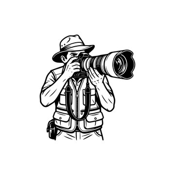 Photographer silhouette vector illustration isolated on white background.