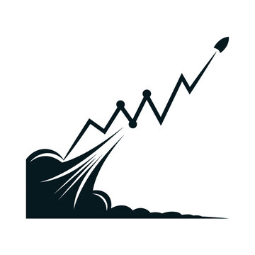 Stylized rocket trajectory morphing into data graph &ndash; Suitable for innovation trends, rapid development, or venture capital themes.
