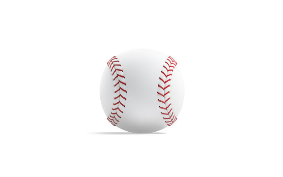Blank white baseball ball with red seam mockup png, transparent background, 3d rendering. Empty circle equipment for pitching mock up cut out. Clear basebal fastball national match mokcup template.