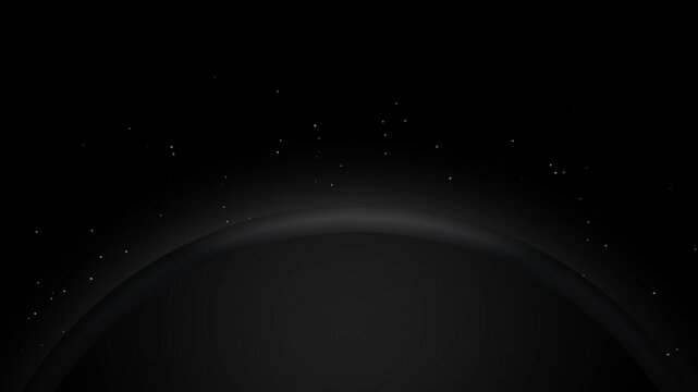 Space horizon showing a curved planet edge against a scattered star field with a cinematic dark atmosphere and wide perspective
