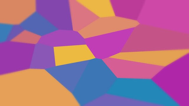 Vibrant colorful geometric shapes overlap in an abstract composition