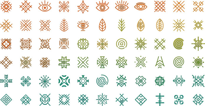 Colorful geometric abstract insect icons set Vector