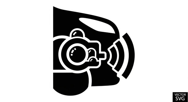 Close up of a vintage camera with lens and flash.