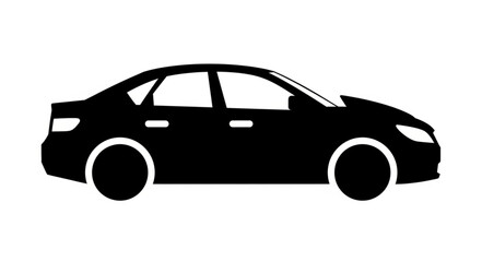 Fototapeta premium Black Silhouette of a Modern Sedan Car Side View.