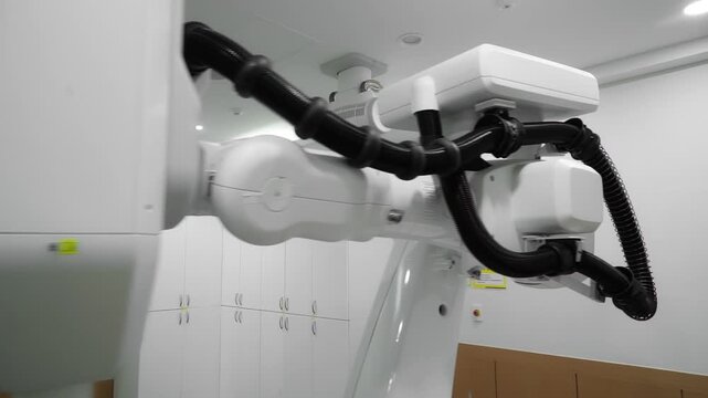 Medical room with Cyberknife is a treatment using external beam radiation for stereotactic radiation therapy or "radiosurgery" (SRS)