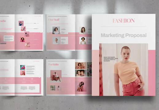 Pink and White Elegant Fashion Marketing Proposal Brochure Layout