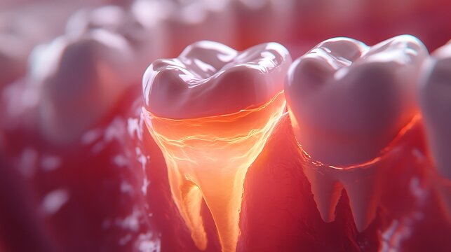 Dental health illustration tooth root inflammation and gum disease