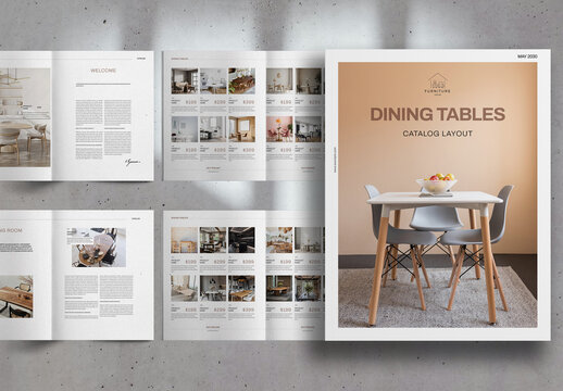 Beige and White Minimal Furniture Catalog Brochure Layout