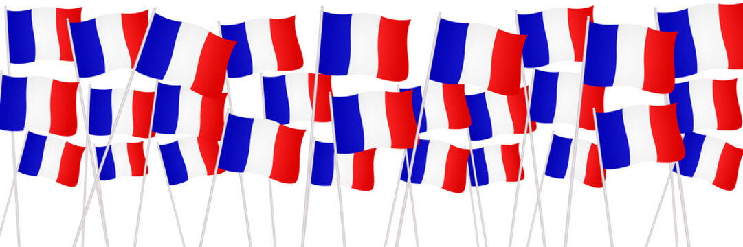 Manifestation de drapeaux tricolores pour la f&ecirc;te nationale