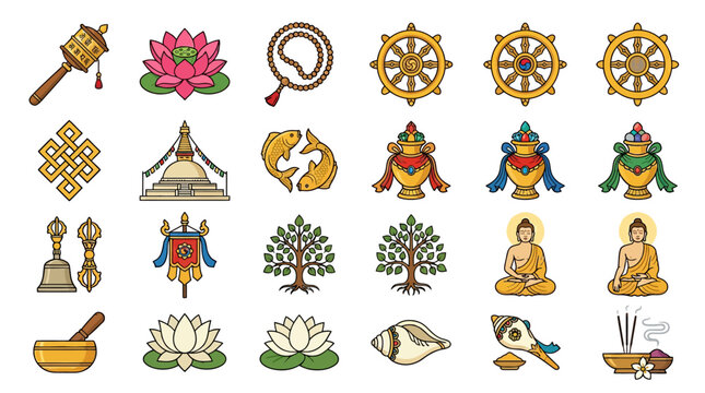 Buddhist symbols and icons.
