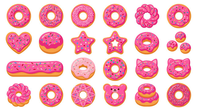 Pink Donuts Assorted Shapes Sprinkles.