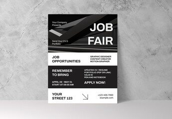 Black White Modern Job Fair Recruitment Flyer Layout