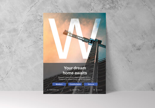 Blue Orange Contemporary Real Estate Flyer Layout