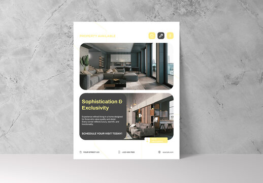 Gray Yellow Elegant Luxury Real Estate Flyer Layout